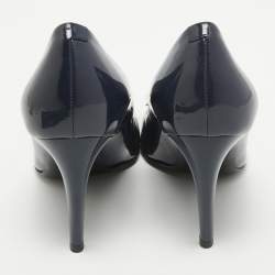 Pre Owned Roger Vivier Blue Patent Leather Belle Vivier Round Toe Pumps Size 38.5