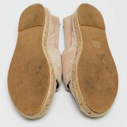 Pre Owned Roger Vivier Light Pink Suede Crystal Embellished Espadrille Flats Size 41