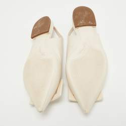 Pre Owned Roger Vivier Cream Leather Gommette Slingback Flat Sandals Size 37