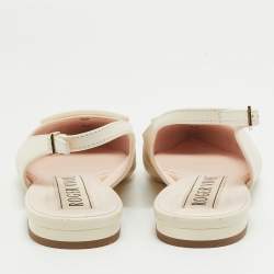 Pre Owned Roger Vivier Cream Leather Gommette Slingback Flat Sandals Size 37