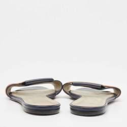 Pre Owned Roger Vivier Multicolor Leather Vivier Flat Slides Size 39