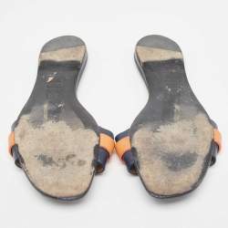 Pre Owned Roger Vivier Multicolor Leather Vivier Flat Slides Size 39