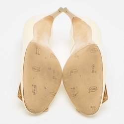 Pre Owned Roger Vivier Cream Patent Leather Trompette Pumps Size 38.5