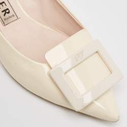 Pre Owned Roger Vivier Cream Patent Leather Gommettine Pumps Size 38
