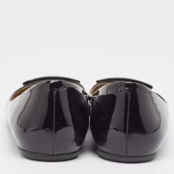 Pre Owned Roger Vivier Black Patent Leather Gommette Ballet Flats Size 39.5