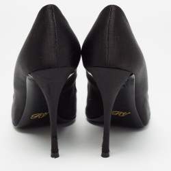 Pre Owned Roger Vivier Black Satin Flower Strass Buckle Pumps Size 40