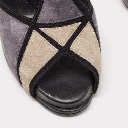 Roger Vivier Black Suede Ankle Strap Peep Toe Sandals Size 39