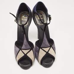 Roger Vivier Black Suede Ankle Strap Peep Toe Sandals Size 39