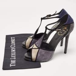 Roger Vivier Black Suede Ankle Strap Peep Toe Sandals Size 39