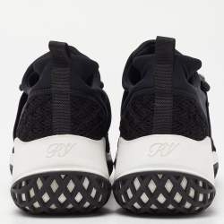 Roger Vivier Black Mesh Fabric and Leather Crystal Embellished Slip On Sneakers Size 38