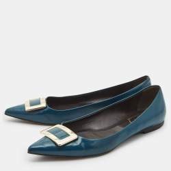 Roger Vivier Blue Patent Ballet Flats Size 37.5    