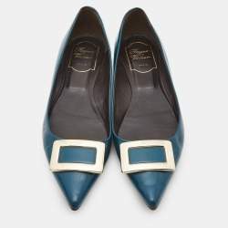 Roger Vivier Blue Patent Ballet Flats Size 37.5    