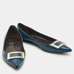 Roger Vivier Blue Patent Ballet Flats Size 37.5    