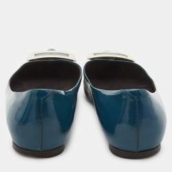 Roger Vivier Blue Patent Ballet Flats Size 37.5    