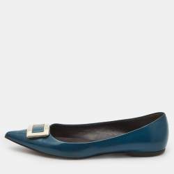 Roger Vivier Blue Patent Ballet Flats Size 37.5    