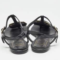 Roger Vivier Black Leather Slingback Flat Sandals Size 37