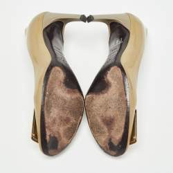 Pre Owned Roger Vivier Olive Patent Leather Trompette Pumps Size 35.5