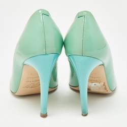 Pre Owned Roger Vivier Green Patent Leather Trompette Pumps Size 37.5