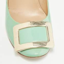 Pre Owned Roger Vivier Green Patent Leather Trompette Pumps Size 37.5