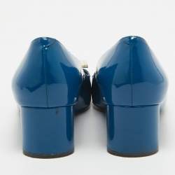 Pre Owned Roger Vivier Blue Patent Leather Belle Vivier Pumps Size 38