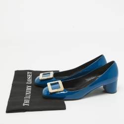 Pre Owned Roger Vivier Blue Patent Leather Belle Vivier Pumps Size 38