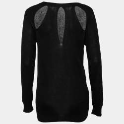Pre Owned Roi Black Silk & Cashmere Knit Cut-Out Detail Sweater M
