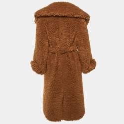 Pre Owned Rokh Brown Faux Fur Oversized Belted Coat S