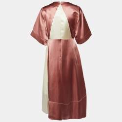 Roksanda Pink Colorblock Silk Satin Wrap Dress L