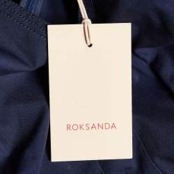 Pre Owned Roksanda Ilincic Navy Blue Cotton Pleated Colette Peplum Top L