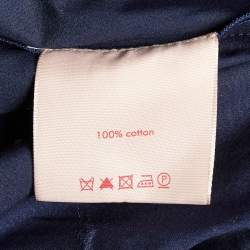 Pre Owned Roksanda Ilincic Navy Blue Cotton Pleated Colette Peplum Top L
