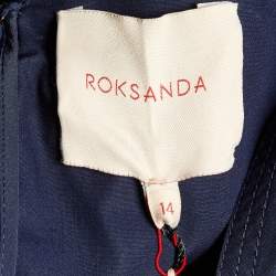 Pre Owned Roksanda Ilincic Navy Blue Cotton Pleated Colette Peplum Top L