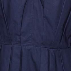 Pre Owned Roksanda Ilincic Navy Blue Cotton Pleated Colette Peplum Top L