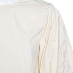 Pre Owned Roksanda Ilincic Cream Crinkled Cotton Puff Sleeve Detailed Seya Top M