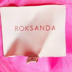 Roksanda Pink Satin Silk Ruffle Sleeve Maxi Dress S