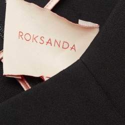 Pre Owned Roksanda Ilincic Black Satin Side Strip Crepe Wide-Leg Pants M