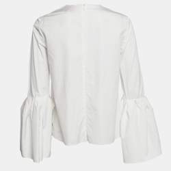 Pre Owned Roksanda Ilincic White Poplin Bell Sleeve Blouse M