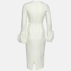 Pre Owned Roksanda White Crepe Puff Sleeve Midi Lena Dress S