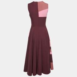 Pre Owned Roksanda Pink & Purple Paneled Stretch Crepe Midi Dress S