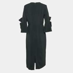 Pre Owned Roksanda Ilincic Black Crepe Flared Bow Detail Sleeve Midi Dress L