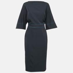 Roksanda Ilincic Navy Blue Stretch Crepe Bow Detail Short Dress M