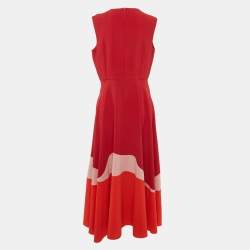Pre Owned Roksanda Red Crepe Contrast Panel Detail Long Dress L