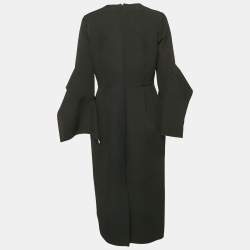 Pre Owned Roksanda Ilincic Black Crepe Bell Sleeve Midi Dress L