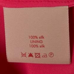 Pre Owned Roksanda Ilincic Pink Quilted Panel Silk Crepe Adyn Midi Dress M