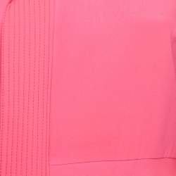 Pre Owned Roksanda Ilincic Pink Quilted Panel Silk Crepe Adyn Midi Dress M