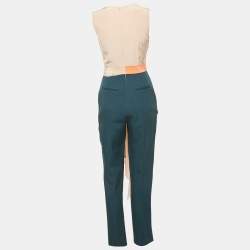 Pre Owned Roksanda Ilincic Pink/Teal Silk and Crepe Sleeveless Jumpsuit S