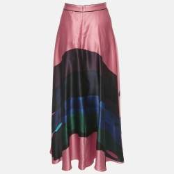 Pre Owned Roksanda Multicolor Printed Silk Amaranth Midi Skirt M