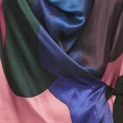 Pre Owned Roksanda Multicolor Printed Silk Cowl Neck Tie Up Top M