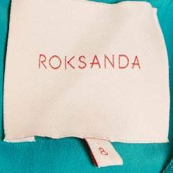 Pre Owned Roksanda Teal Blue Crepe Puffed Sleeve Pleated Midi Dress S