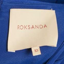 Pre Owned Roksanda Blue Two-Toned Crepe Cape Sleeve Midi Dress M 