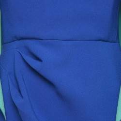 Pre Owned Roksanda Blue Two-Toned Crepe Cape Sleeve Midi Dress M 